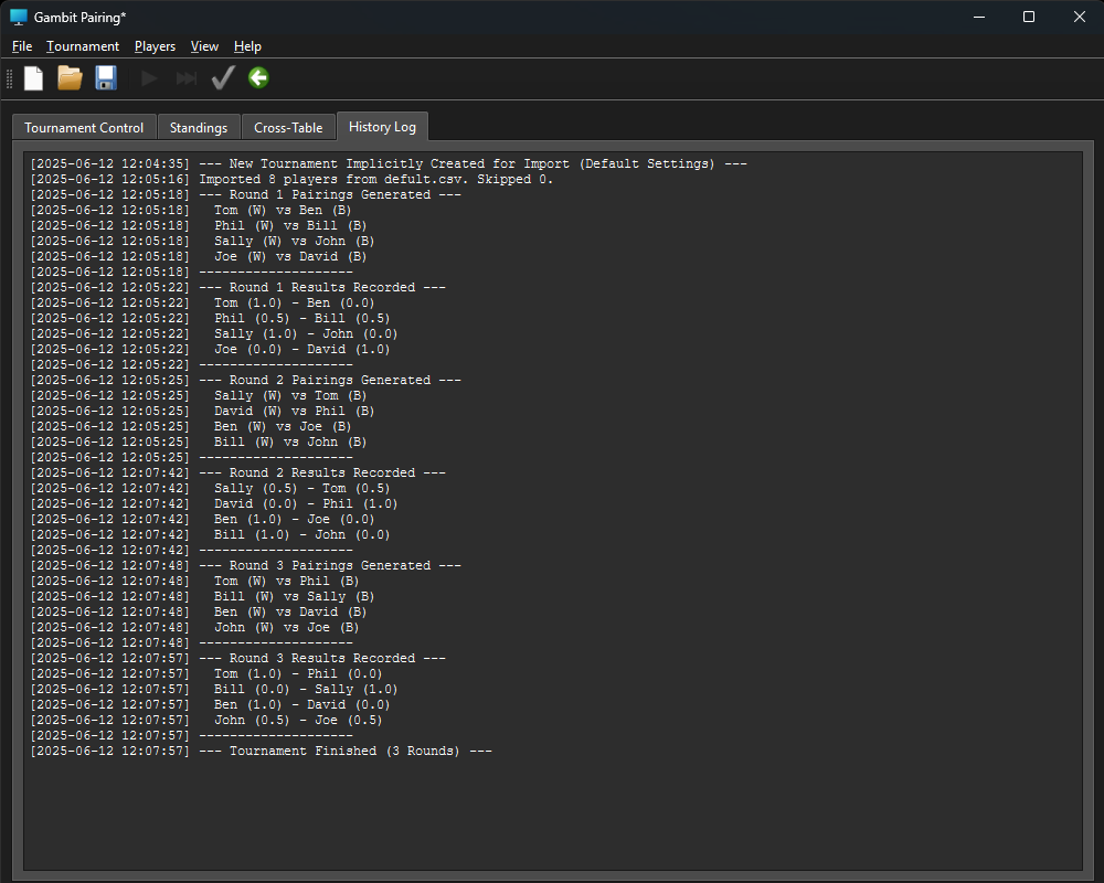 History Log Tab